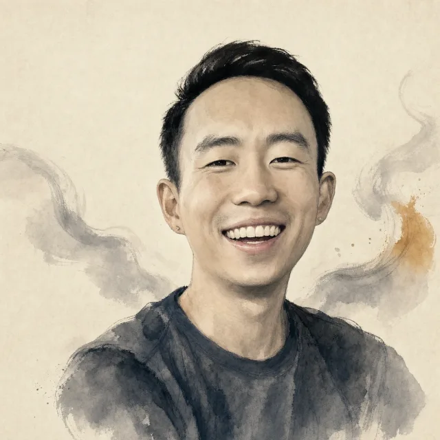 Chinese ink-wash portrait of Leon Liang